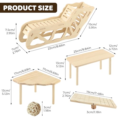 7 Pack Wooden Hamster Platform with Climbing Ladder