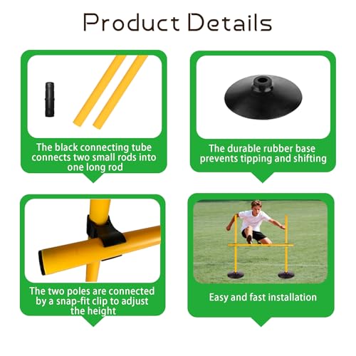 2.6FT Speed Agility Training Hurdles Set Adjustiable Height Jumping Hurdles Soccer Agility Poles for Beginner and Student - style: Pack of 6