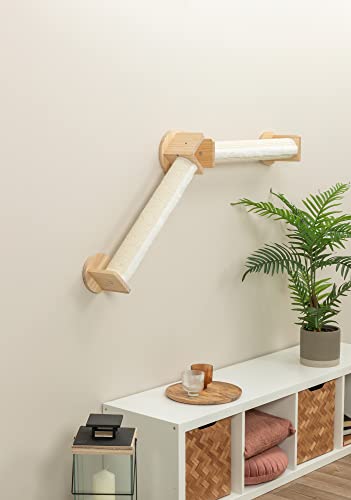 Trixie Cat Wall Furniture Set 4 - Cat Wall Scratcher, Climbing Shelves - 2 Sisal Rope Scratching Posts - Elevated Shelf - Natural/White - color: Set 4 - Natrual