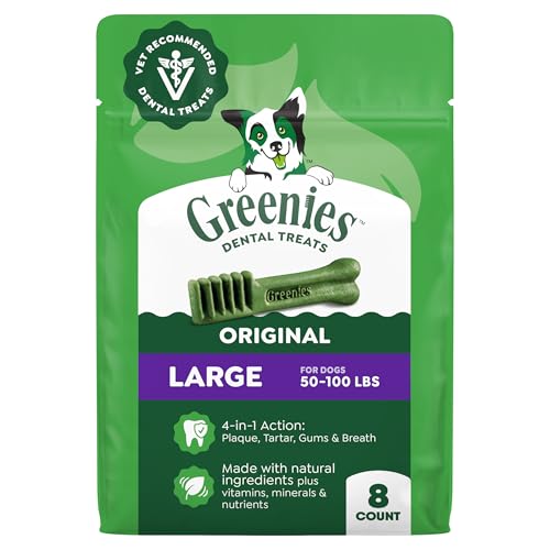 Greenies Large Natural Dental Dog Treats, Original Flavor, 8 Count - size: 8 Count (Pack of 1)