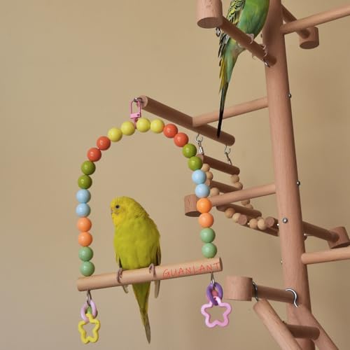 Large Birds Swings Perch, Parakeets Chewing Toy Bird Cage Wooden Stands