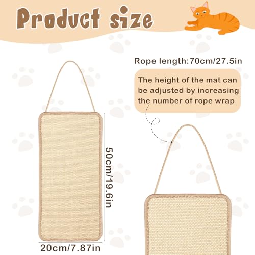 Dansydaisy 2 Pack Sisal Door Cat Scratcher Hanging Scratching Mat, Natural - color: Natural