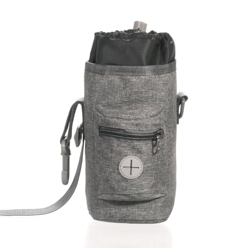 Dog Treat Pouch with Drawstring, Treat Pouches for Pet Training, Dog Training Treat Pouch Built-in Poop Bag Dispenser, Pet Training Walking and Rewarding Holder (Gray) - color: Gray
