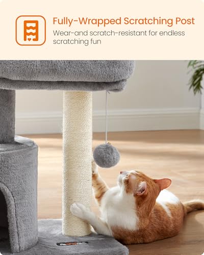 Feandrea Cat Tree, 18.5-in Small Cat Tower, Cute Kittens Condo, Light Gray - color: Light Gray