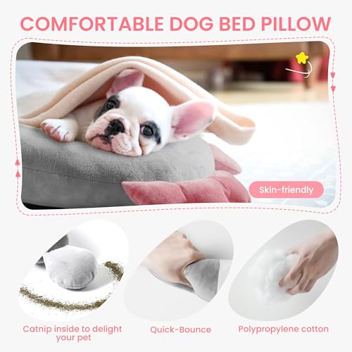 HiPetpy Dog Pillow-Soft Neck Pillows for Dogs, Washable Dog Calming Pillow - color: Pink