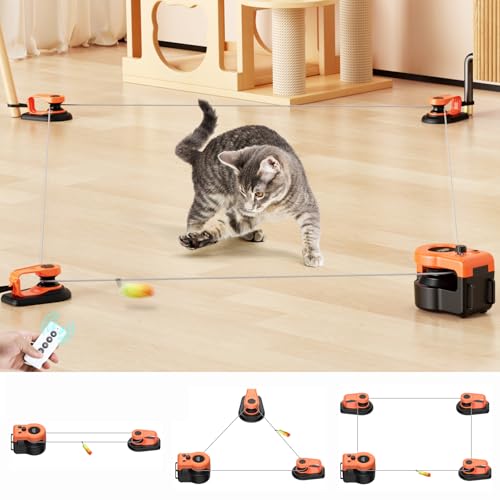 AsFrost Interactive Cat Toy for Indoor Cats Chase/Run/Hunt/Exercise-Orange - color: Bright Orange