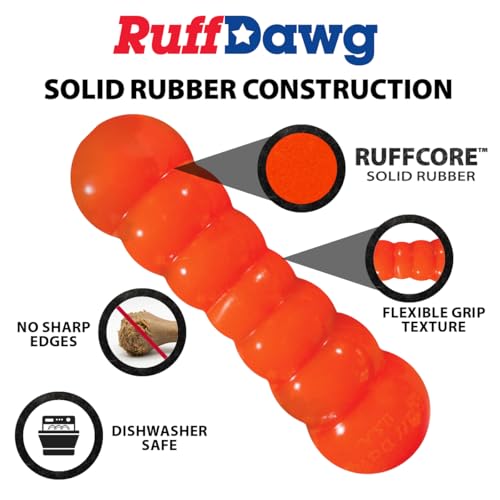 Ruff Dawg Indestructible Dawg-Buster XL Yellow – Heavy-Duty Solid Rubber Dog Chew Stick for Dogs Under 40 lbs – Floats & Bounces – Made in USA - color: Yellow, size: XL 12”