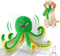 Interactive Dog Toys Octopus,Durable Automatic Jumping Dog Toy to Keep Them Busy,Squeaky Moving Tug of War Doggie Toy,USB Rechargeable,Not for Aggressive Chewers (Green) - color: Green