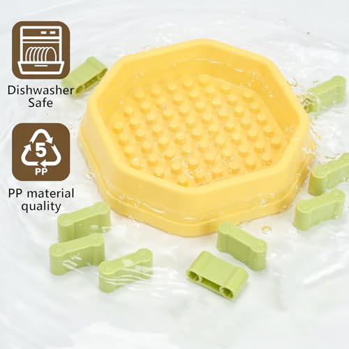 Slow Feeder Bowl with Removable Pegs for Small and Medium Dogs and Cats - color: Yellow