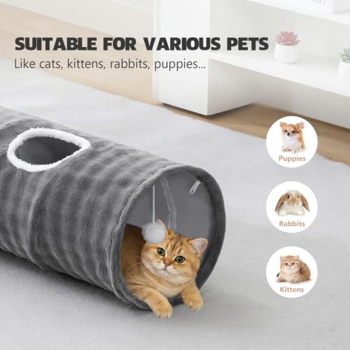 Straight Bubble Cat Tunnel for Indoor Cats 47"x12", Grey - color: Grey, size: Straight
