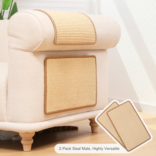 FUKUMARU 2 Packs Cat Scratching Mat, 19.6 x 11.8 Inch Cat Scratcher Pad - color: Beige-2 Packs 19.6 x 11.8 Inch