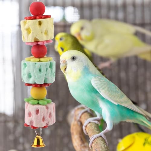 Wontee Bird Calcium Chew Grinding Treats Toy for Parrots (Medium-9.8") - size: Medium-9.8"