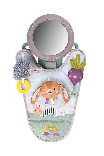 Taf Toys Infant Car Seat Development Center Newborn Baby Essentials Must Haves Toy, Car Seat Accessories Activity Center with Car Seat Mirror, for Newborn Toys 0 3 Months Brain Development - style: Bunny