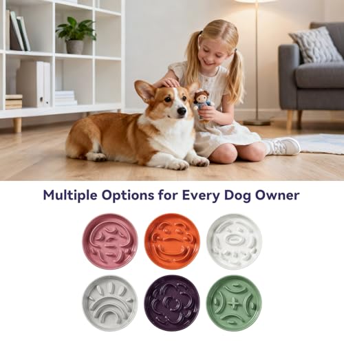 Ceramic Slow Feeder Dog Bowl, 1.8 Cups Anti -Slip Slow Feeding Bowl to Slow Down Eating, 8.2 Inch Dog Food Dish for Medium to Large Breeds, Green - color: Green, size: Medium without Stand