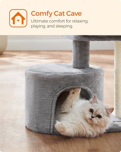 Feandrea Cat Tree, 18.5-in Small Cat Tower, Cute Kittens Condo, Light Gray - color: Light Gray