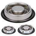 Palz&Co Center Slow Feeder Stainless Steel Dog Bowl, Non Slip, No Spill, Promotes Healthy Eating and Mental Stimulation, Dishwasher Safe (Medium Large 32 oz) - size: Med/Lg 32 Oz
