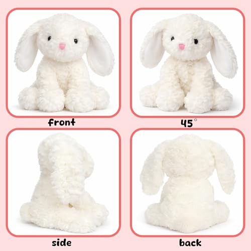 Hopearl Adorable Bunny Plush Toy Floppy Ultra Soft Rabbit Stuffed Animal Holiday Birthday Gift for for Boys Girls Kids Toddlers, White, 9'' - style: White Bunny