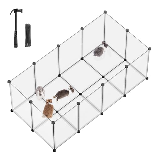SONGMICS Pet Playpen, Small Animal Playpen with Floor - color: White, style: 20 Panels - 57.1"L x 28.3"W x 22.4"H