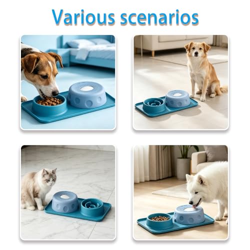 Slow Feeder Dog Bowls & Lick Bowl with Rolling Ball, Interactive Dog Bowl - color: Pink