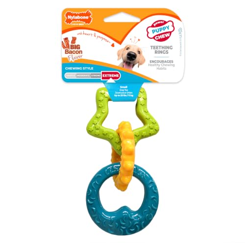 Nylabone Puppy Power Chew Teething Rings Dog Chew Toy, Bacon Flavor, Small - color: Rings, size: Small