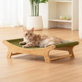XL Sisal Cat Scratcher Bed with Elevated Hammock for Indoor Cats, Replaceable Natural Sisal Pad, Large Cat Lounge, Anti-Slip No-Wobble Bamboo Frame, Olive Green - color: Olive Green