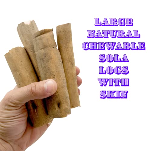 5514 Bark Sola Logs, 4 Pk - Natural Wood Bird Shredding Foot Toys with Bark - color: Sola Logs with Bark, size: Pack 4