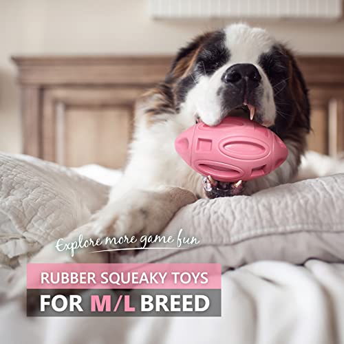 EASTBLUE Dog Toys for Aggressive Chewers, Indestructible Squeaky Football - color: Pink