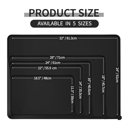 Reopet Silicone Pet Feeding Mat - Waterproof & Non-Slip Dog Cat Placemat - color: Black, size: 32" x 24"