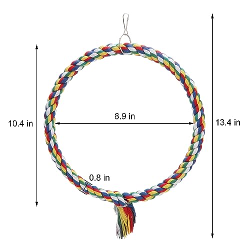 Wontee Bird Swing Colorful Rope Perch Climbing Toy for Parrots (M 10.4inch) - size: Medium (10.4 inch)