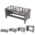 HTB Elevated Dog Bowl Stand with 2 Stainless Steel Bowls-7" H Medium Grey - color: Grey, size: medium-7"tall,29 Oz bowl