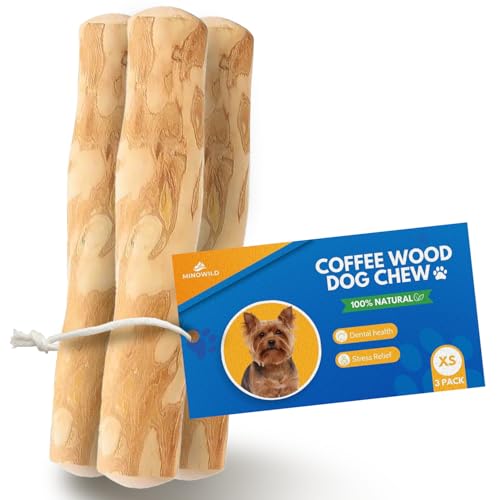 Coffee Wood Dog Chew, 3-Pack Natural Puppy Teething & Chew Toy, XS - size: Extra Small - XS