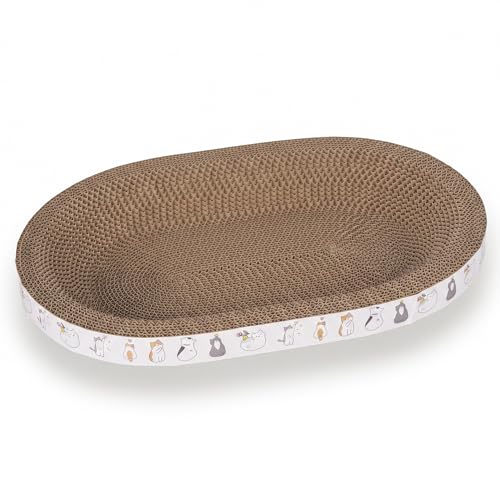 PatiencET Oval Cat Scratcher Bed for Indoor Cats with Catnip - size: Oval Narrow - 1 Pack