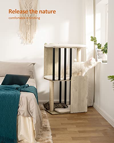 FourFurPets 43.8" Modern Cat Tree for Large Cats, Extra-Large Perch - color: Greige, size: 23.6"L x 15.7"W x 43.8"H