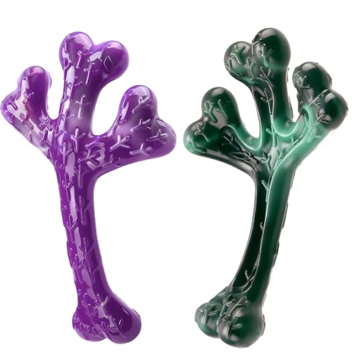 Frienhund 2-Pack Tough Dog Chew Toys for Aggressive Chewers, Beef, 20-90 Lb - color: Green & Purple-2-Pack