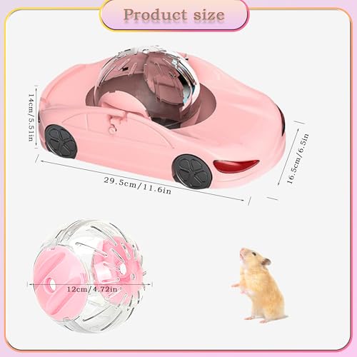 4.8 Inch Hamster Ball | 3-in-1 Hamster Car Toy (Pink)