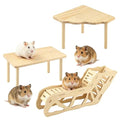 3 Pack Wooden Hamster Play Platform, 3-in-1 Natural Small Pet Playground