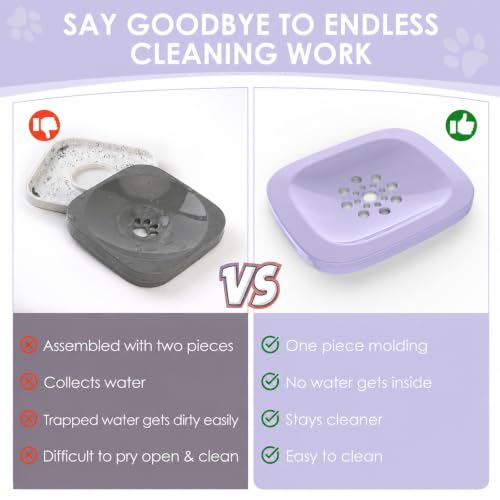 AONKEY 3L No Spill Dog Water Bowl with Slow Drinking Disk(Violet) - color: Violet