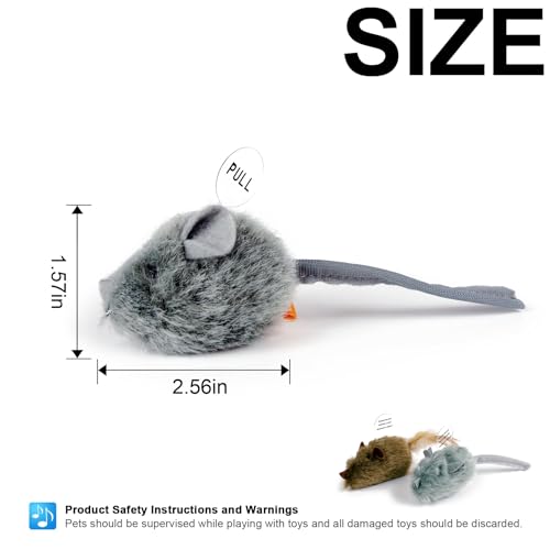 TTcat 2 Pack Squeaky Furry Mouse Cat Toys with Silvervine, Realistic Fluffy Mice Kitten Interactive Hunting Toy, Noise-Making Cat Prey Toy for Indoor Cats, Boredom Relief Teaser Chew Toy.