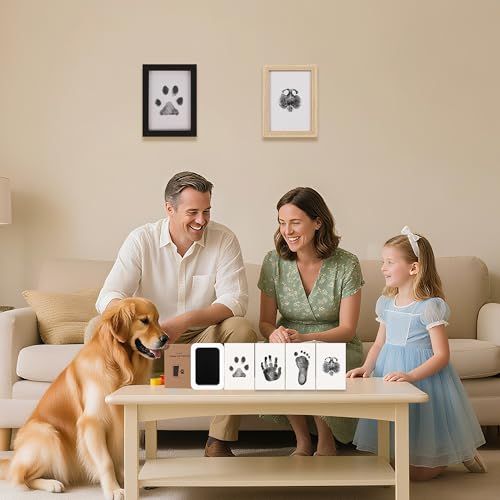 Inkless Paw Print Kit for Dogs,Cats & Babies,Clean Touch Dog Nose - color: Black Pad,Black/Natural Wood Frame, size: 4-Pack,Large