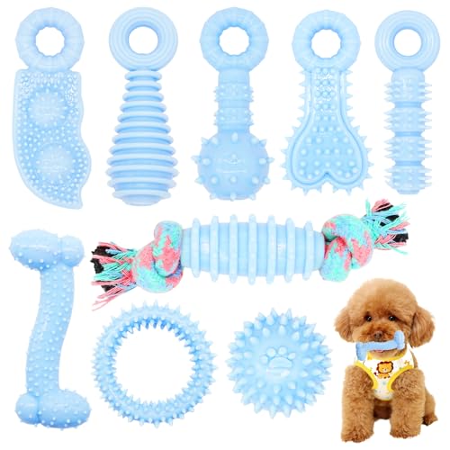 Puppy Toys, 9 Pack Dog Chew Toys, Teething Toys for Small Dogs, Blue - color: Blue, size: X-Small（9Pack）