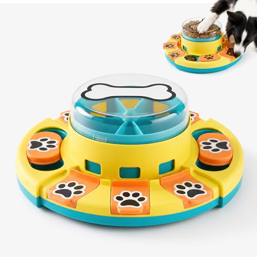 Dog Puzzle Toy 2 Levels, Slow Feeder, Pup Food Treat Feeding Dispenser for IQ Training and Entertainment for All Breeds,Blue with Pattern - color: Blue with Pattern