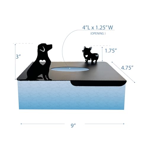 Lily’s Home Playful Dogs with Hearts Cutout, Pet Theme Veterinarian Office Dog Lover Gift Decorative Metal Rectangular Tissue Box Cover, Matte Black, Steel - color: Dogs