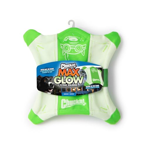 Chuckit! Flying Glow Squirrel Fetch Dog Toy, Medium 10.5", Glows in Dark - style: Flying Glow Squirrel