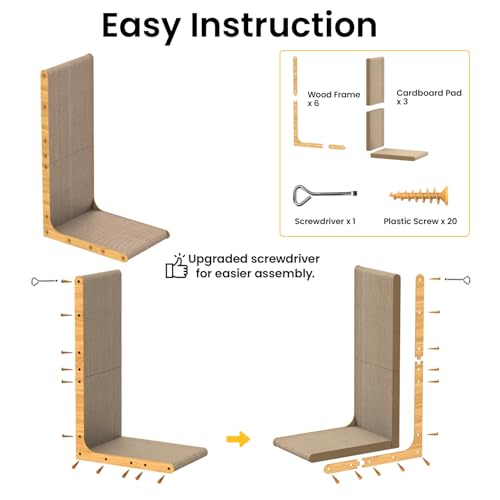 Conlun Cardboard Cat Scratcher, 26" L-Shaped Scratch Pad - size: 26"