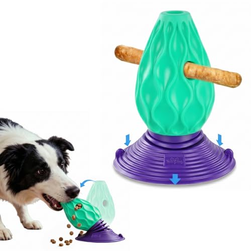 Interactive Dog Treat Dispensing Puzzle Toy, TPE Material with Detachable Suction Base for Medium & Large Dogs, Teeth Cleaning, Mental Stimulation & Boredom Relief