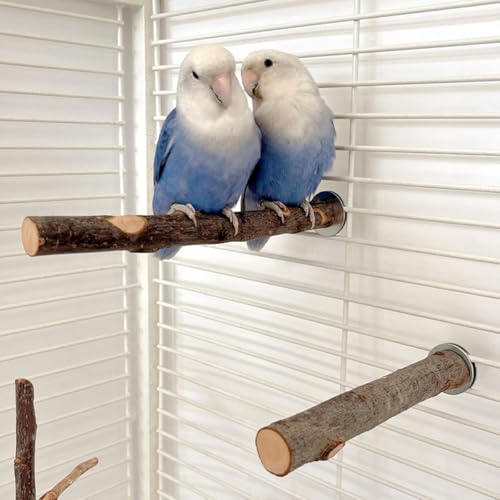 4PCS Natural Wood Bird Perches for Cage, Parrot Cage Perch Stand, Cage Accessories, Wooden Platform for Birds, Toys for Parakeets, Cockatiel, Budgie, Conure - color: 4perches