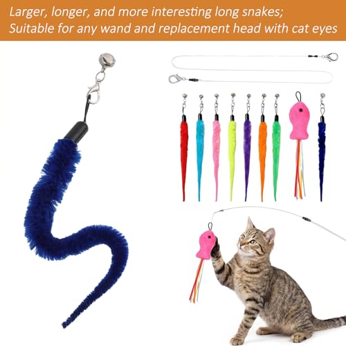 10 PCS Cat Wand Toy Set with Worm & Little Fish, Cat Worm Toy