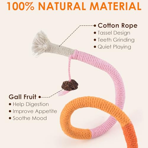 TINDTOP Cat Toys Chew Ropes, 3 Pack Interactive Cat Nip Kicker Toy - color: 3 Pack Ropes