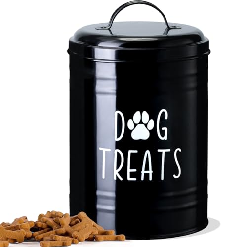 Dog Treat Container Airtight, 9.1''Hx5.5''W, 10 Cup Capacity (Black) - color: Black - Single
