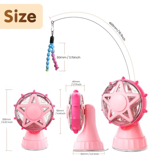 2in-1 Cat Slow Feeder and Interactive Cat Puzzle Toy,Ferris Wheel Treat Dispenser with Strong Suction Cup Base and Adjustable Food Leakage Holes,Food-Grade BPA-Free PP Cat Toys (Pink) - color: Pink